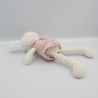 Doudou lapin blanc robe rose pois DPAM