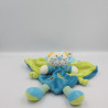 Doudou plat chat bleu vert escargot NICOTOY KIAB