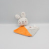 Doudou plat lapin blanc orange gris SIPLEC