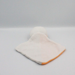 Doudou plat lapin blanc orange gris SIPLEC