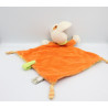 Doudou plat lapin orange jaune foulard vert MOTS D'ENFANTS