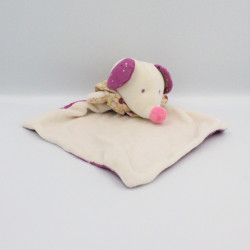 Doudou plat souris blanche rose étoiles VERTBAUDET