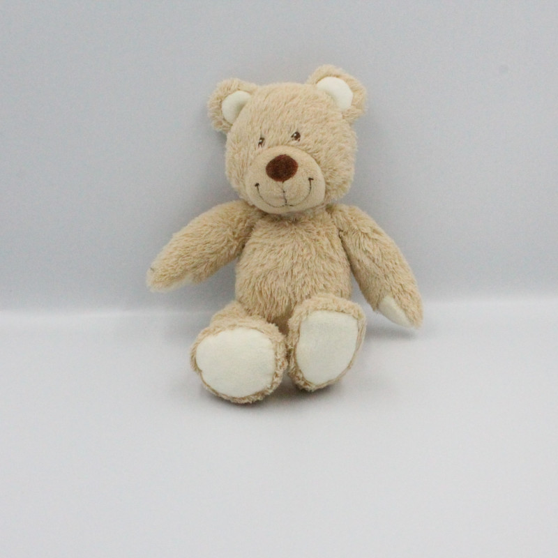 Doudou ours beige écharpe blanche TEX BABY