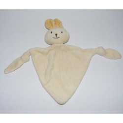Doudou plat éponge lapin blanc AUCHAN