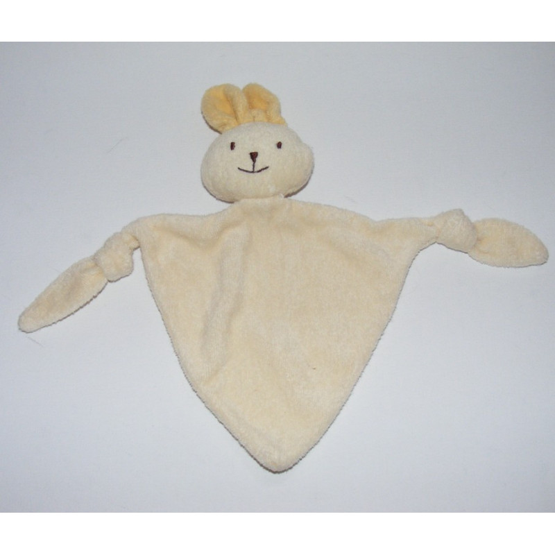 Doudou plat éponge lapin blanc AUCHAN