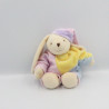 Doudou lapin rose bleu jaune mauve rayé formes CMP