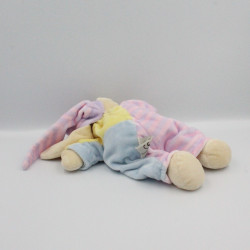 Doudou lapin rose bleu jaune mauve rayé formes CMP