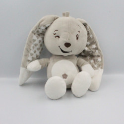 Doudou lapin beige blanc coeurs AUCHAN BABY