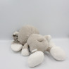 Doudou lapin beige blanc coeurs AUCHAN BABY