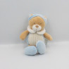 Doudou ours bleu rayé beige MES PETITS CAILLOUX CMP