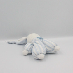 Doudou lapin blanc bleu rayé TARTINE ET CHOCOLAT 18 cm