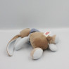 Doudou musical lapin beige marron bleu Emil et Rosy NATTOU 20 cm