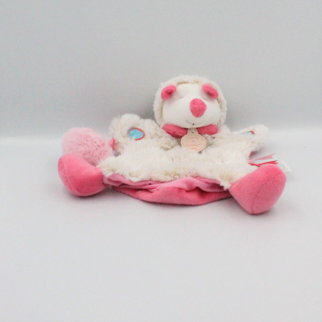 Doudou et compagnie marionnette hérisson blanc beige rose bleu lovely fraise