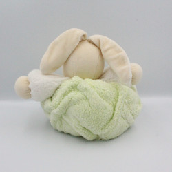 Doudou lapin plume blanc vert KALOO