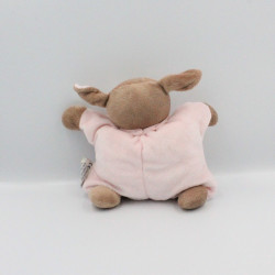 Doudou semi plat faon biche Rosy marron rose NATTOU