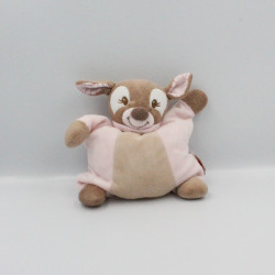 Doudou semi plat faon biche Rosy marron rose NATTOU