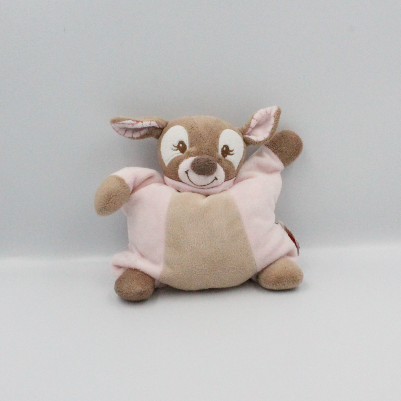 Doudou semi plat faon biche Rosy marron rose NATTOU