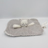 Doudou plat carré chat gris blanc rayé OBAIBI