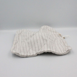 Doudou plat carré chat gris blanc rayé OBAIBI