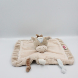 Doudou plat poney cheval blanc beige attache tétine NATTOU