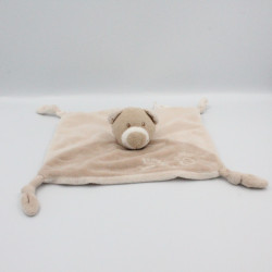 Doudou plat ours marron beige 100 % P'TIT BISOU