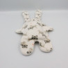 Doudou plat lapin blanc motifs chats beige Double face CATIMINI