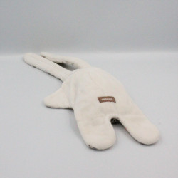 Doudou plat lapin blanc motifs chats beige Double face CATIMINI