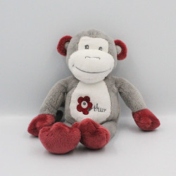 Doudou singe gris rouge Arthur et Lola BEBISOL