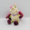 Doudou papillon écru rose vert bordeaux fleurs NOUNOURS