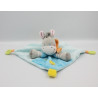 Doudou plat ane zébre gris bleu oiseau NICOTOY