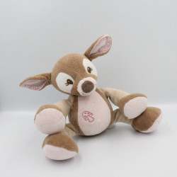 Doudou musical faon biche marron rose Rosy NATTOU