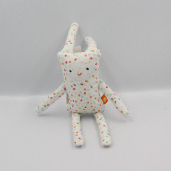 Doudou lapin blanc pois multicolore DPAM