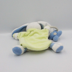 Doudou et Compagnie plat marionnette lapin bleu gris vert blanc