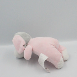 Doudou chien rose blanc gris os TOM & KIDDY TOMKIDS