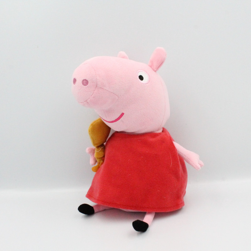 Doudou cochon rose rouge avec chien PEPPA PIG