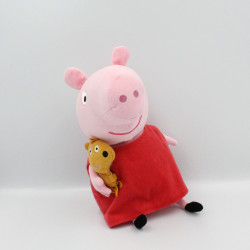 Doudou cochon rose rouge avec chien PEPPA PIG 30 cm