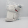 Doudou chien gris blanc collier rouge couverture OBAIBI