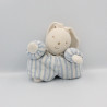 Doudou lapin blanc rayé bleu TARTINE ET CHOCOLAT