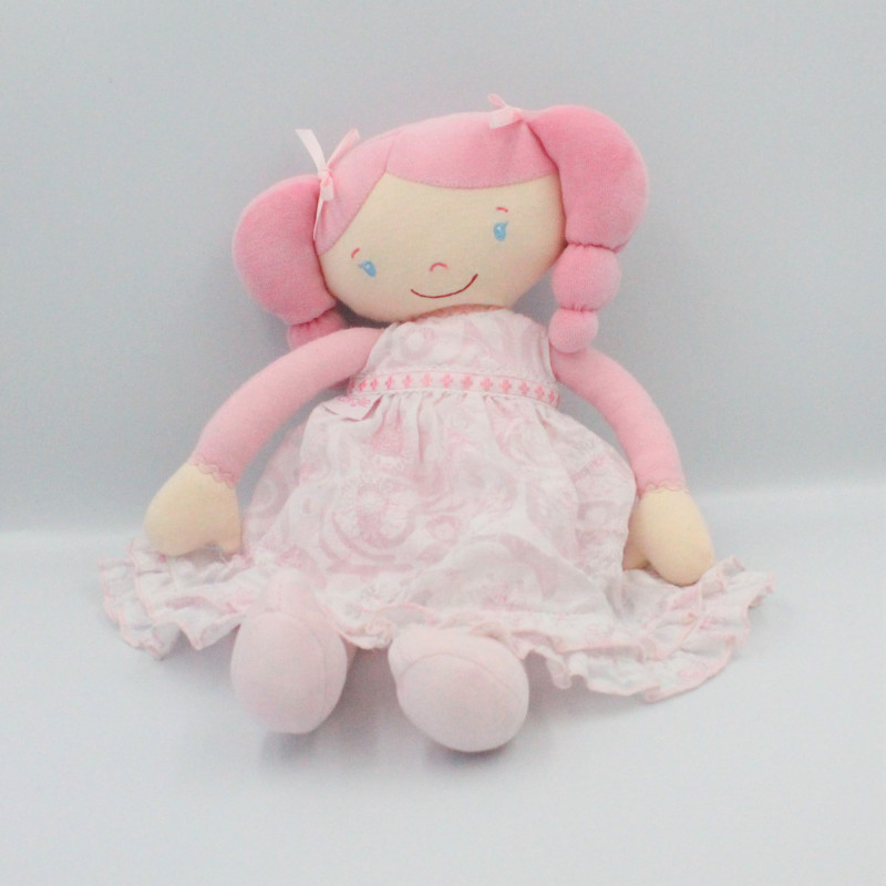 Doudou lapin gris vert orange bleu violet hochet U TOUT PETITS