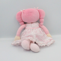 Doudou poupée chiffon robe rose fleurs COROLLE 2007