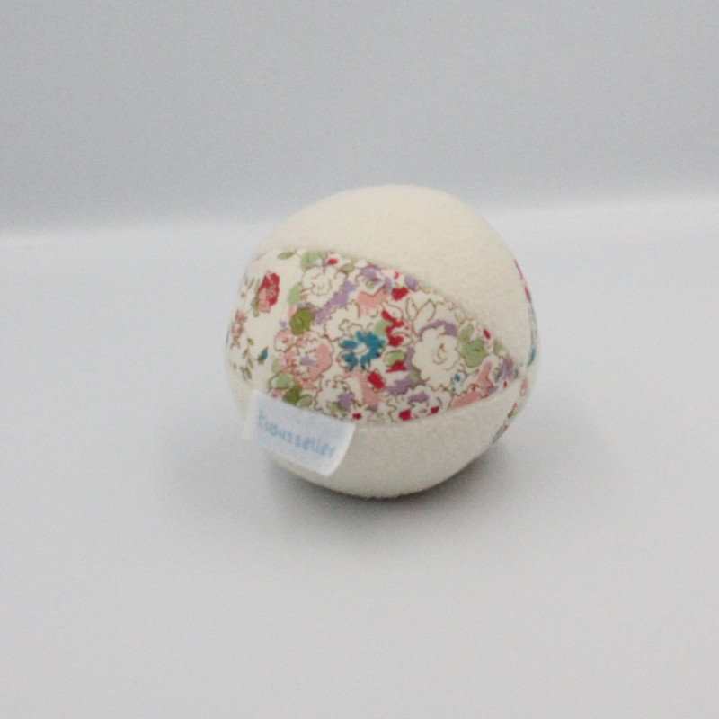 Doudou balle blanc fleurs TROUSSELIER