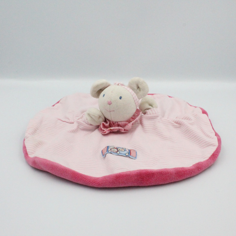 Doudou plat Souris Lila Patachon robe rose MOULIN ROTY