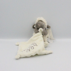 Doudou mouton blanc gris mouchoir I2C KIABI BEBE