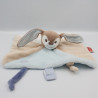 Doudou plat lapin beige marron bleu Emil et Rosy  NATTOU