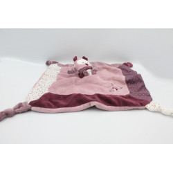 Doudou plat Mam'zelle Bou hibou chouette rose violet SAUTHON