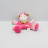 Doudou plat vache rose vert orange pois foulard oiseau NICOTOY