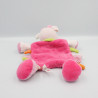 Doudou plat vache rose vert orange pois foulard oiseau NICOTOY