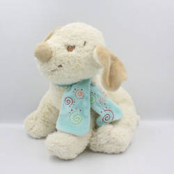 Grand Doudou chien blanc Tifoo Kishoo écharpe bleu NOUKIE'S 36 cm