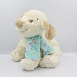 Grand Doudou chien blanc Tifoo Kishoo écharpe bleu NOUKIE'S 35 cm