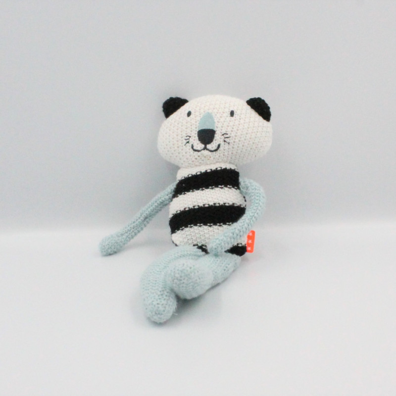 Doudou Chat Laine Blanc Noir Bleu Chat Lion Tigre Classique Ebay